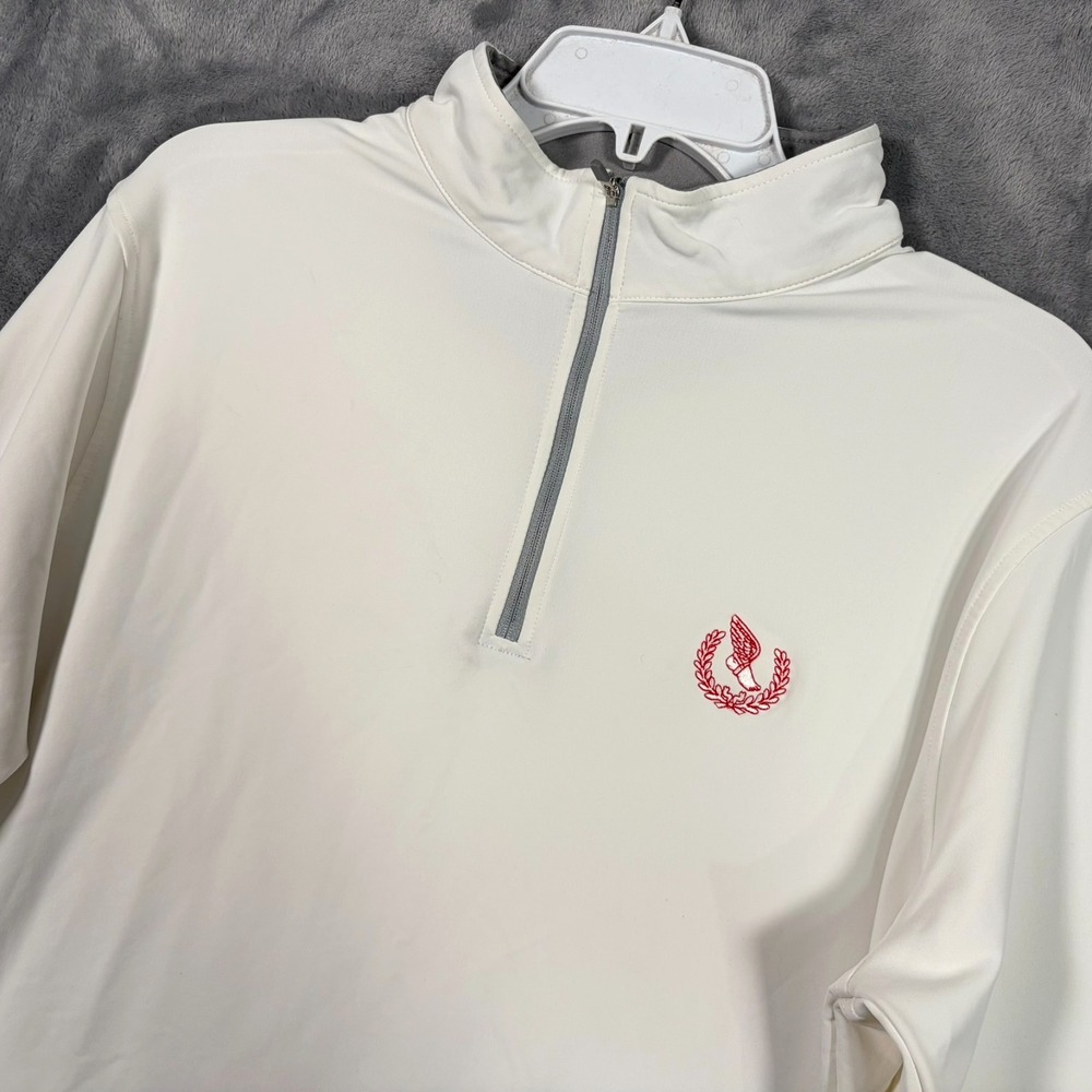 Peter Millar New York Athletic Club 1/4 Zip Pullover Shirt Mens Medium White